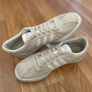 Adidas Neo Suede Trainers Courtset Sneakers Nude Beige  White 7.5 Women's